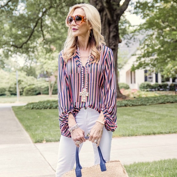 Cabi Ultimate Multi Striped Blouse - Picture 3 of 4